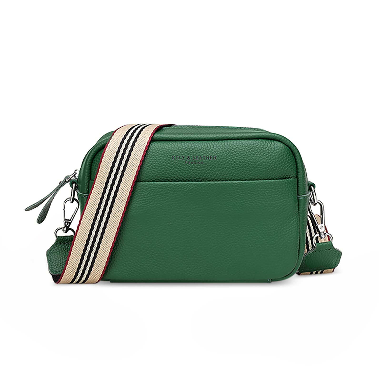 【送料無料】FORRICA レディース 斜めがけバッグ レザー 大容量 ガールズ ショルダーバッグ おしゃれ 人気 クロスボディバッグ ワイドストラップ付き 色：グリーン、サイズ：S