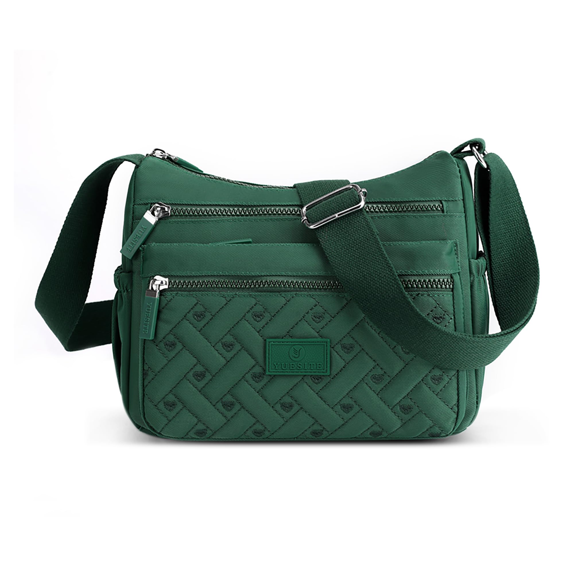 【送料無料】[FORRICA] レディース 斜めがけバッグ ポリエステル 大容量 ガールズ ショルダーバッグ おしゃれ 人気 クロスボディバッグ ワイドストラップ付き 色：グリーン、サイズ：L