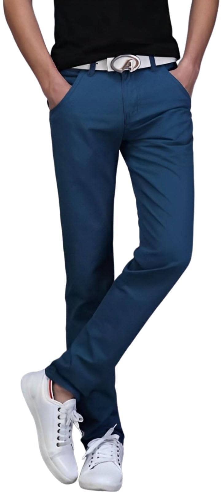 【送料無料】[emptio] [エンプティオ] メンズ ロングパンツ アウトドア カジュアル スキニーパンツ ボトムス スリムパンツ 作業服 通学 色：ネイビー、サイズ：L