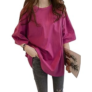 【送料無料】[ADKASS] Tシャツ レディース 半袖 カットソー トップス 無地 綿 シンプル 柔らかい バッ..