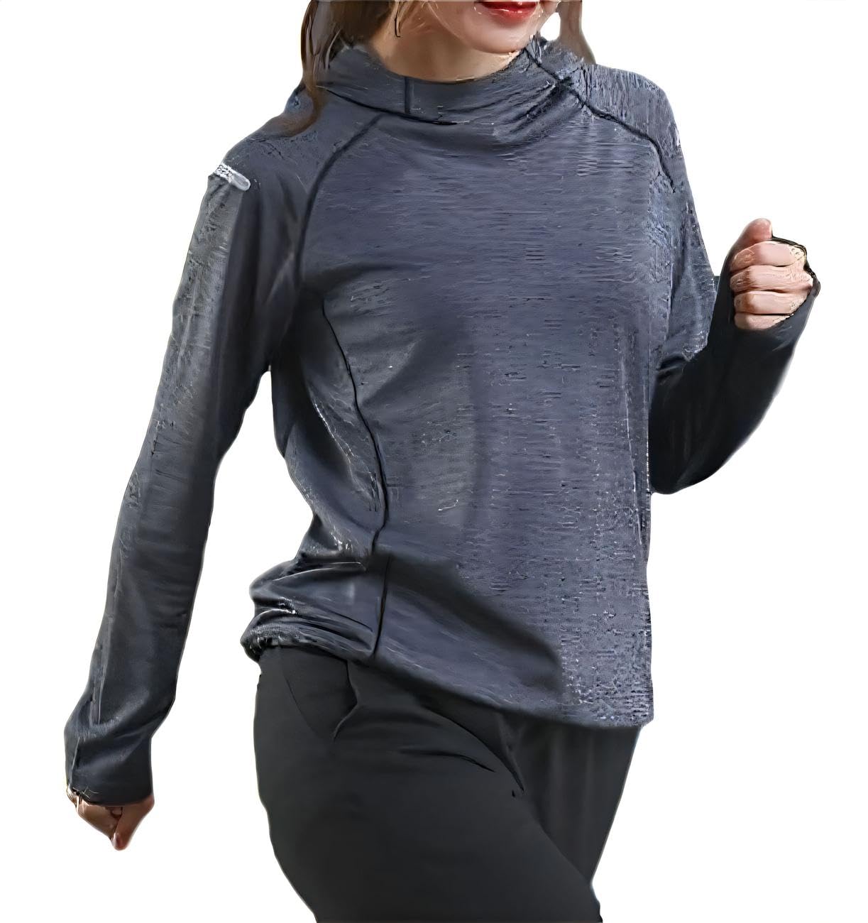 【送料無料】[Cenote Rico] 【シンプル×おしゃれ】 トレーニングウェア レディース 長袖 パーカー 速乾 ジムウェア ヨガウェア スポーツウェア フード付き 色：グレー、サイズ：S