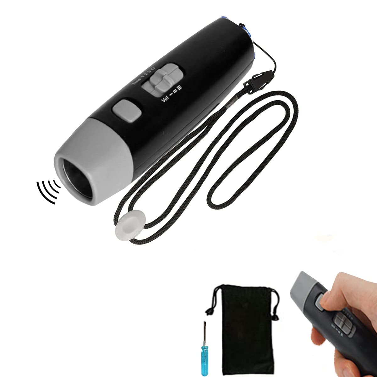【送料無料】電子ホイッスル ブラック 審判用品 大音量 100~130db 調節可能なボリューム 3段階 3種類のホイッスル音 スポーツ用 審判用 防災用 トレーニング用 ストラップ付き 色：ブラック