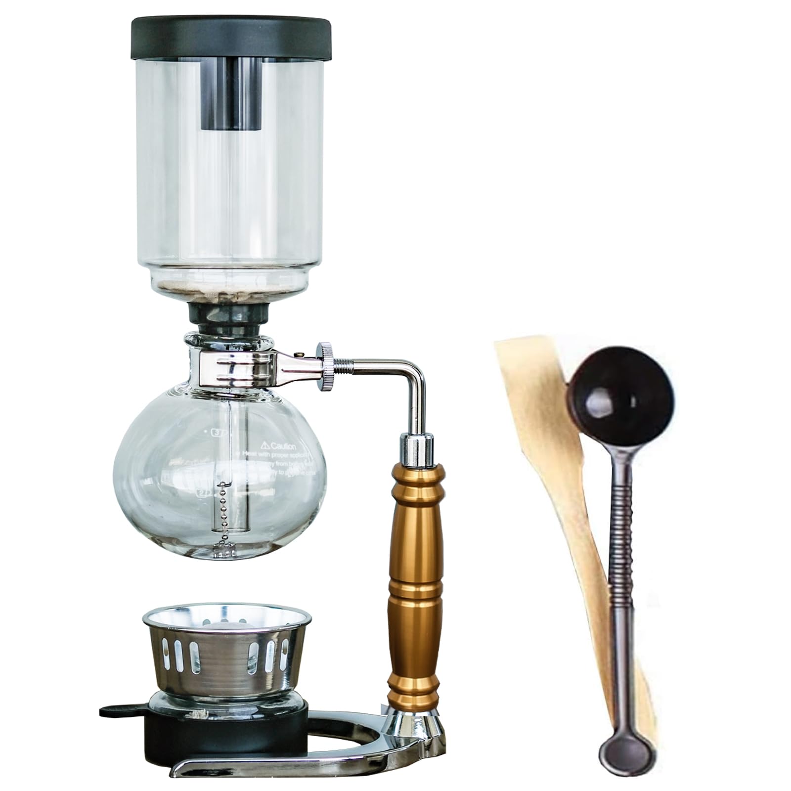 【送料無料】サイフォン 直火式エスプレッソメーカー 人3人/5人用 色：ゴールド、サイズ：Mediu ...