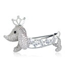 【送料無料】MECHOSEN かわいい キラキラ 王冠 クラウン 動物 犬 ブローチ シンプル シルバー 18金 ピン おしゃれ レデイース メンズ ピン バッ...