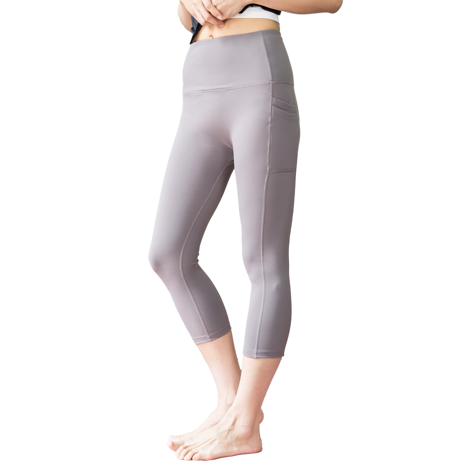 【送料無料】[iito.seasons] レギンス ヨガウェア ヨガパンツ レディース 7分丈 ハイウエスト 無地美脚 美尻 ヨガ フィットネス スポーツタイツ スポーツウェア トレーニング ランニング ストレッチ ボトムス UVカット 吸汗速乾 人気 おしゃれ 色：グレー、サイズ：L