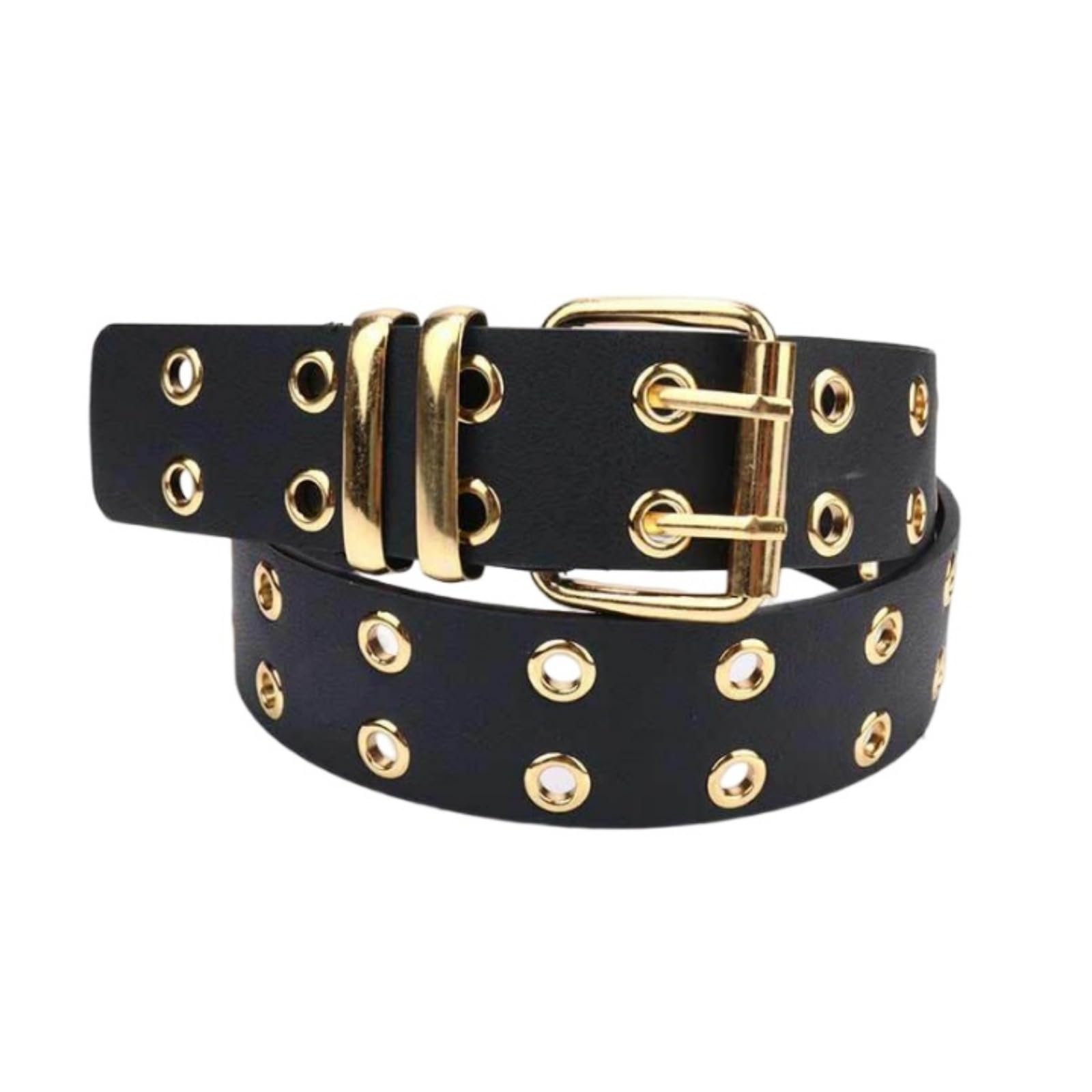 【送料無料】[APOSITV] レディース ベルト 幅広 太め ダブルピン ゴールドバックル ゴール ...