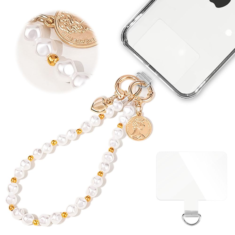 【送料無料】[ALUBES] スマホショルダー スマホストラップ 携帯ストラップ ハンドストラップ パール ス..