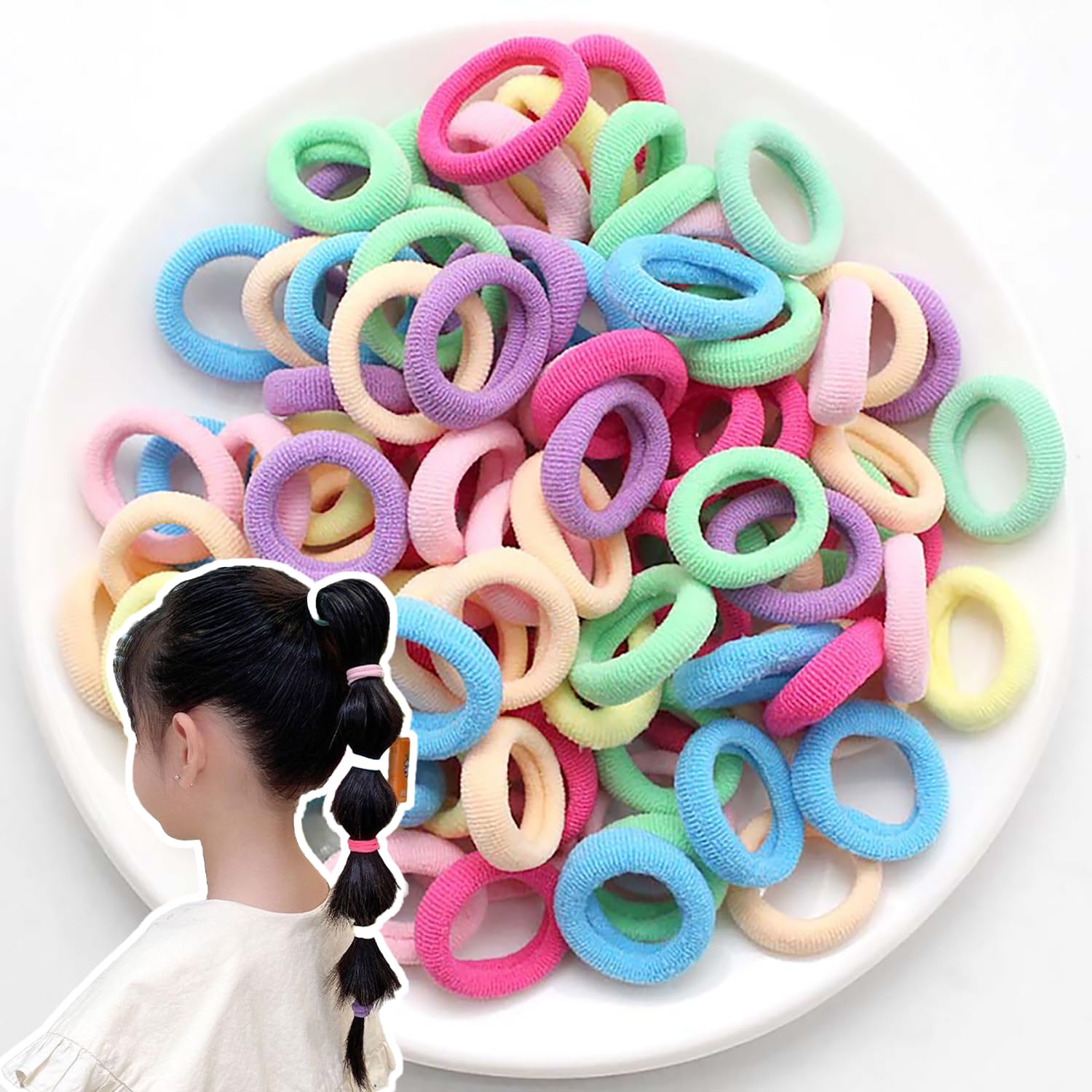 【送料無料】SEEWEN ヘアゴム 子供 髪ゴム キッズ 100本 大容量 絡まらない 髪に傷しない ベビー キッ..