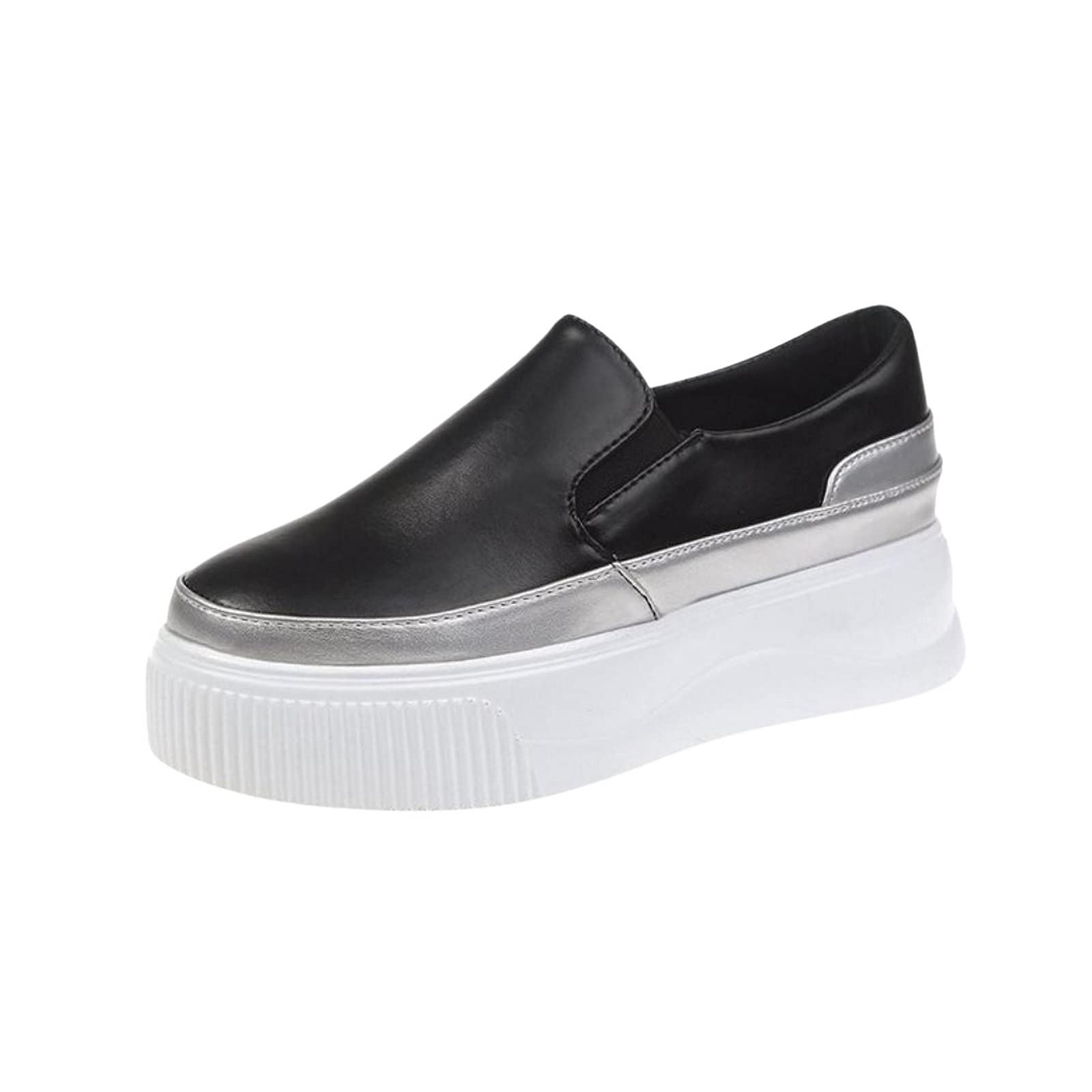 【送料無料】[APOSITV] 厚底スリッポン レディース 厚底スニーカー 黒 白 4cmソール フラットソール 軽..