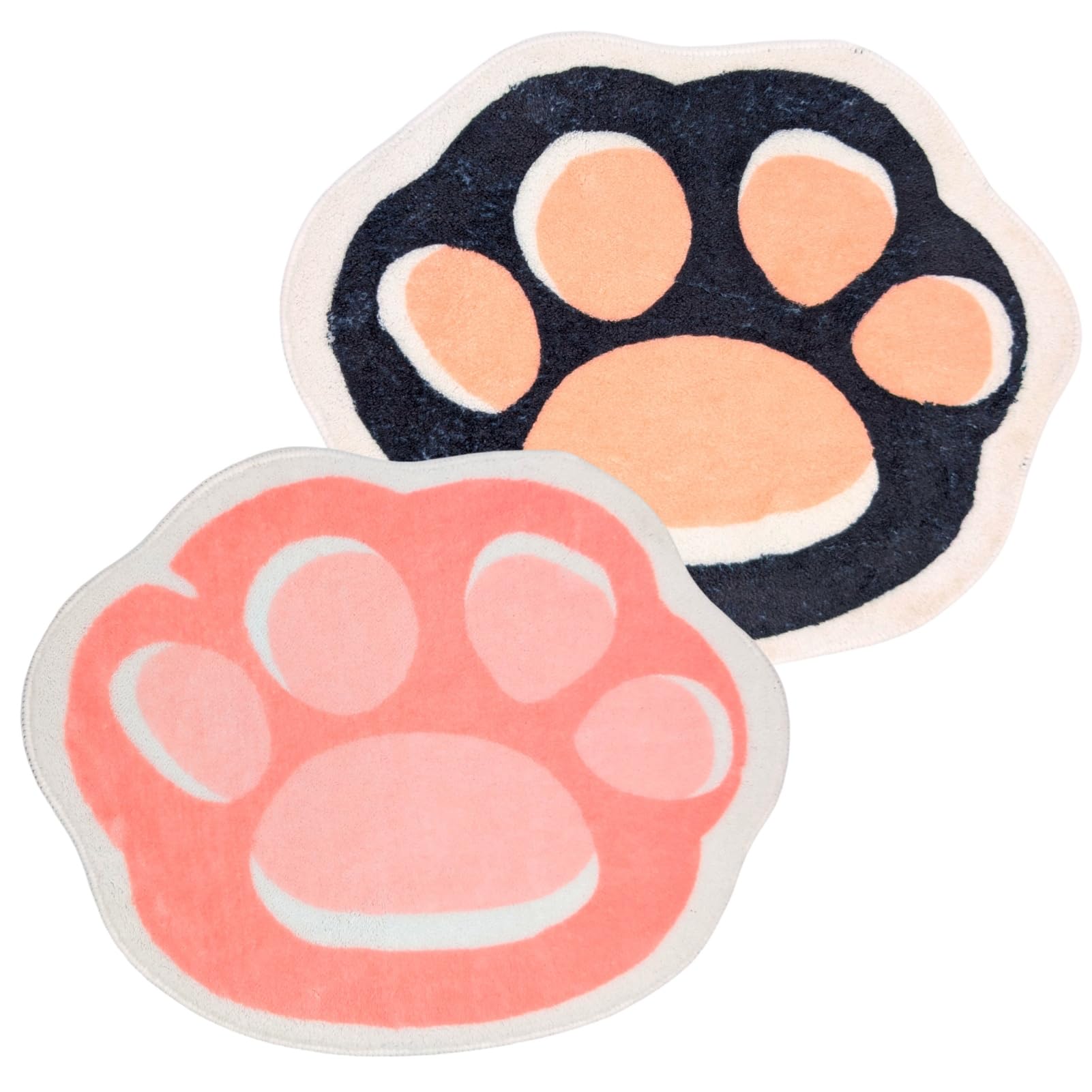 【送料無料】(APOSITV)肉球バスマット 2枚セット 足ふきマット 玄関マット お風呂マット 洗える 色:グレーピンク2枚セット、サイズ:大判サイズ