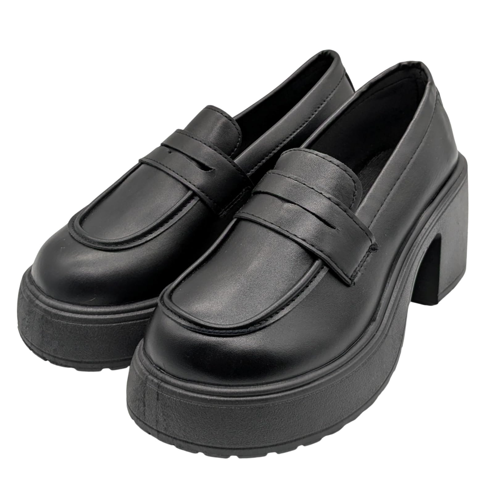 【送料無料】[APOSITV] 厚底ローファー レディース 黒 スリッポン 軽量 ローファーシューズ 色：ブラッ..