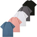 【送料無料】Hisitosa インナーシャツ5枚組 綿100% 8 オンス 中厚手 Tシャツ メンズ 半袖 セット 柔らかい 快適 肌着 丸首 防菌防臭 シャツ 下着 無地 複数色選び 男女兼用 春 夏 秋 色:ミックスカラー(ブラック+ホワイト+ダークグレー+ブルー+ピンク)、サイズ:2XL