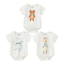 【送料無料】Baby nest 夏 ベビー服 半袖ボディースーツ ロンパース 3枚セット 女の子 男の子 肩ボタン アニマル コットン100% 色:クマ&ゾウ&...