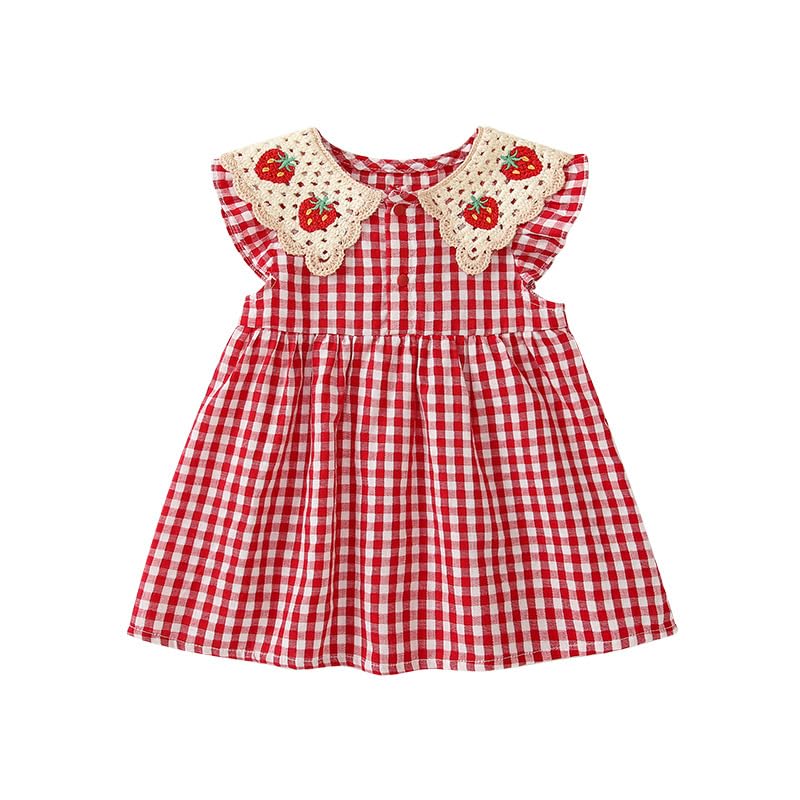 【送料無料】[Baby koi] ガールズ服長袖襟付き半袖ワンピース女の子夏服子供バースデー通園服キッズ贈..