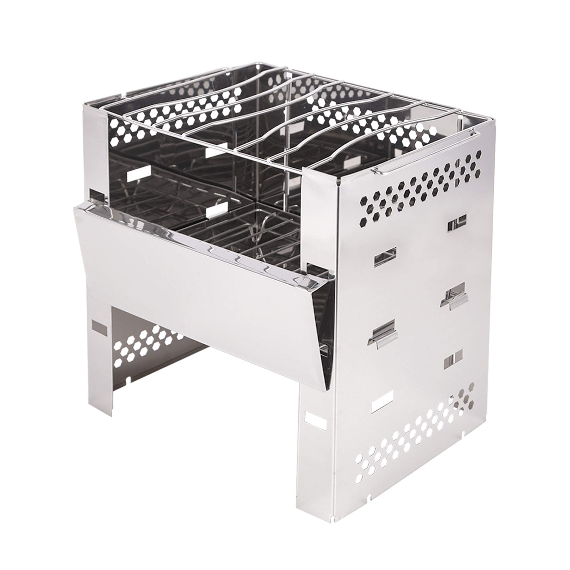 【送料無料】ヨーラー|YOLER 焚き火台 スマートフォールディングコンロ A4型 オリジナル 自由調節 2-4人用 かまど 多役 キャンプ 初心者向 アウトドア 薪ストーブ コンロ GS003 色：シルバー、サイズ：M