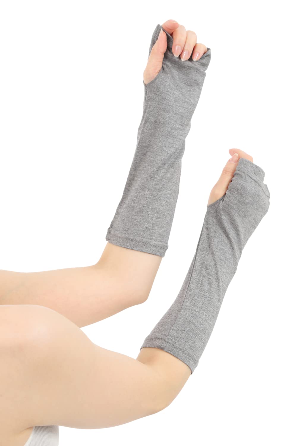 【送料無料】[Liapom] アームカバー 吸水速乾 接触冷感 UV加工 クール 腕カバー アームスリーブ アームガード レーヨン レディース 色：ショートグレー