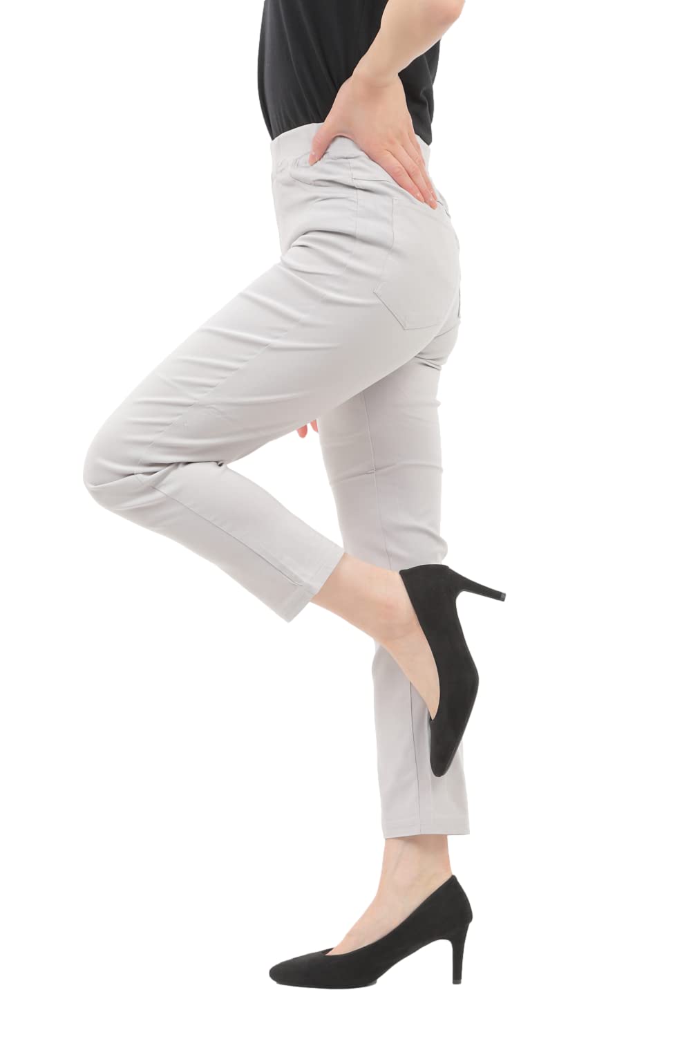 【送料無料】[onion cross] スキニー パンツ レギパン 美脚 ロング ストレッチ カジュアル レディース 色：グレー、サイズ：L