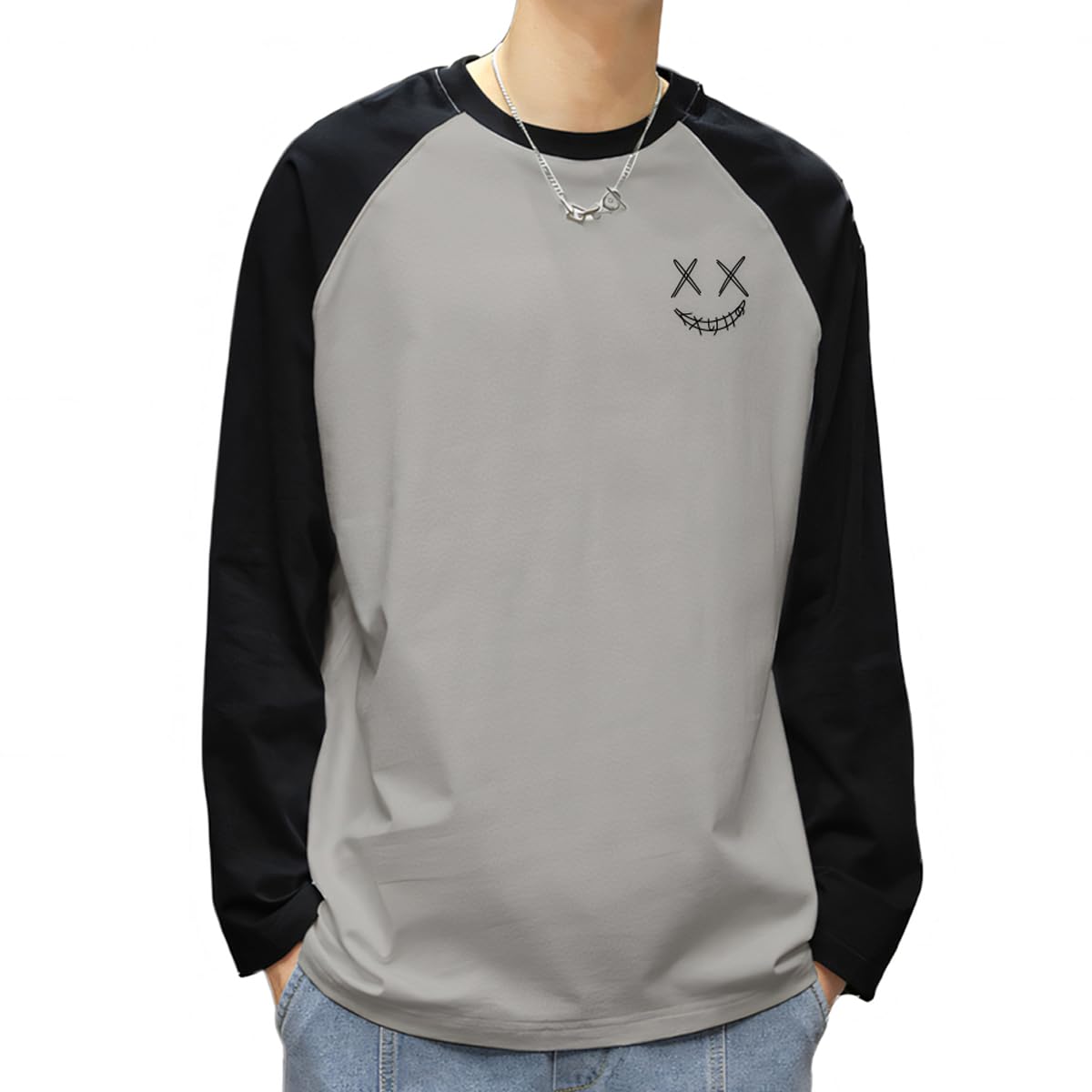 【送料無料】[uptoyou] 長袖 Tシャツ メンズ 綿100％ 透けない ラグランスリーブ ロングTシャツ 無地 ..