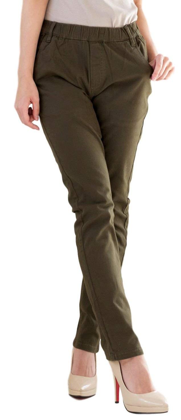 【送料無料】[aspersio] [アスペルシオ] ツイル スキニー ストレッチ パンツ ゴム ウエスト レディース..