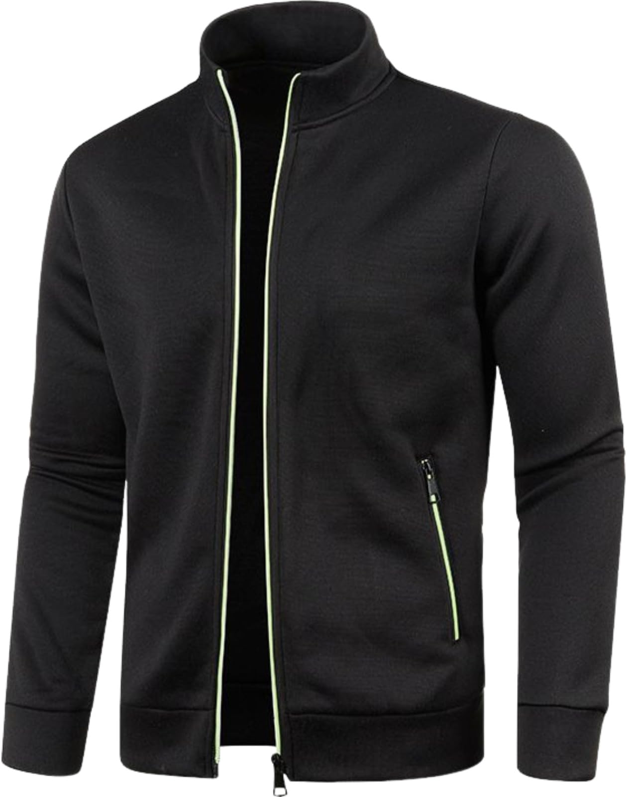 【送料無料】[aspersio] [アスペルシオ] フルジップ フリース ジャンパー フードなし 長袖 ストリート オシャレ アウター メンズ 色：ワルツブラック、サイズ：L