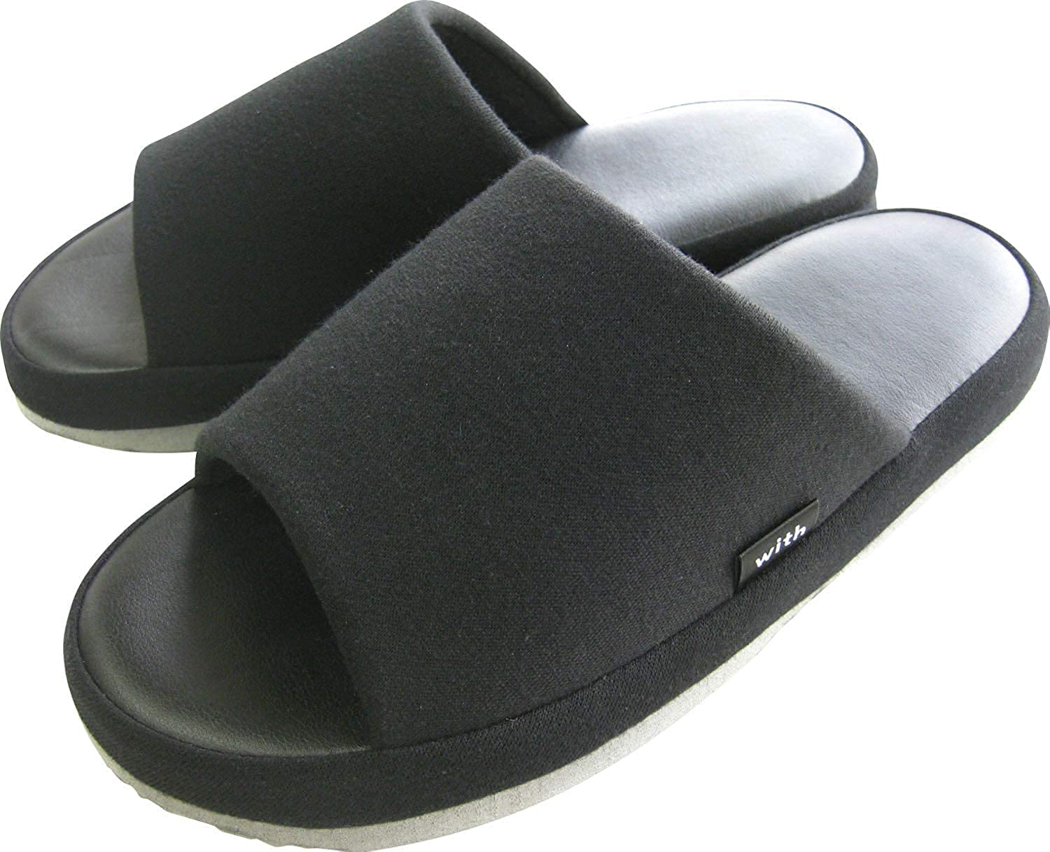 【送料無料】[aspersio] [アスペルシオ] 足指グリップ ぴったりフィット スリッパ 色：低反発ブラック (中敷きビニールレザー仕様)、サイズ：M