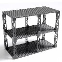 【送料無料】INIBUD 基礎板 ブロック プレート クラシック 互換性 16×32ポッチ 両面 柱付き 板3枚 柱12本 セット 色:グレー