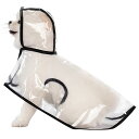【送料無料】AmzBarley 犬用 レインコート ポンチョ 合羽 透明 無地 軽量 通気性 耐久性 快適 柔らかい 着脱簡単 犬 服 外 雨具 帽子付 両足 防水 防雪 防風 子犬 小型犬 中型犬 犬用 雨 カッパ シンプル ボタン式 調整可能 リード穴付き 梅雨 色:ブラック、サイズ:M