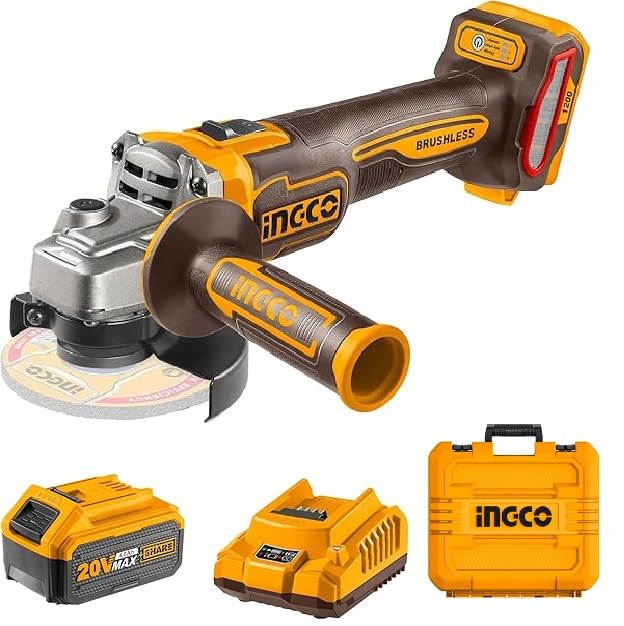 【送料無料】INGCO コードレスアングルグラインダー 100mm 内径15mm 20V ブラシレスアングルグラインダ..