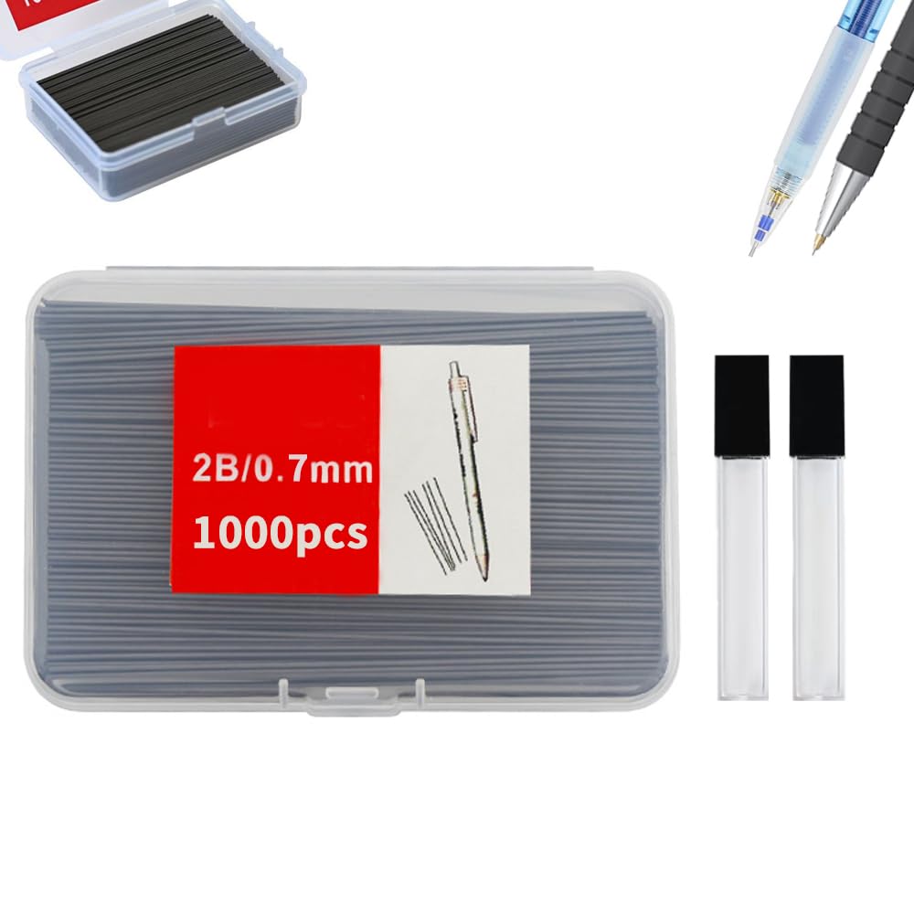 【送料無料】KASELIN シャープペン 芯 2B【1000本 大容量 】長さ60mm 折れにくい シャープペンシル替芯 交換可能 持ち運びが簡単 学生用 HB 色：0.7mm シャープペン 芯