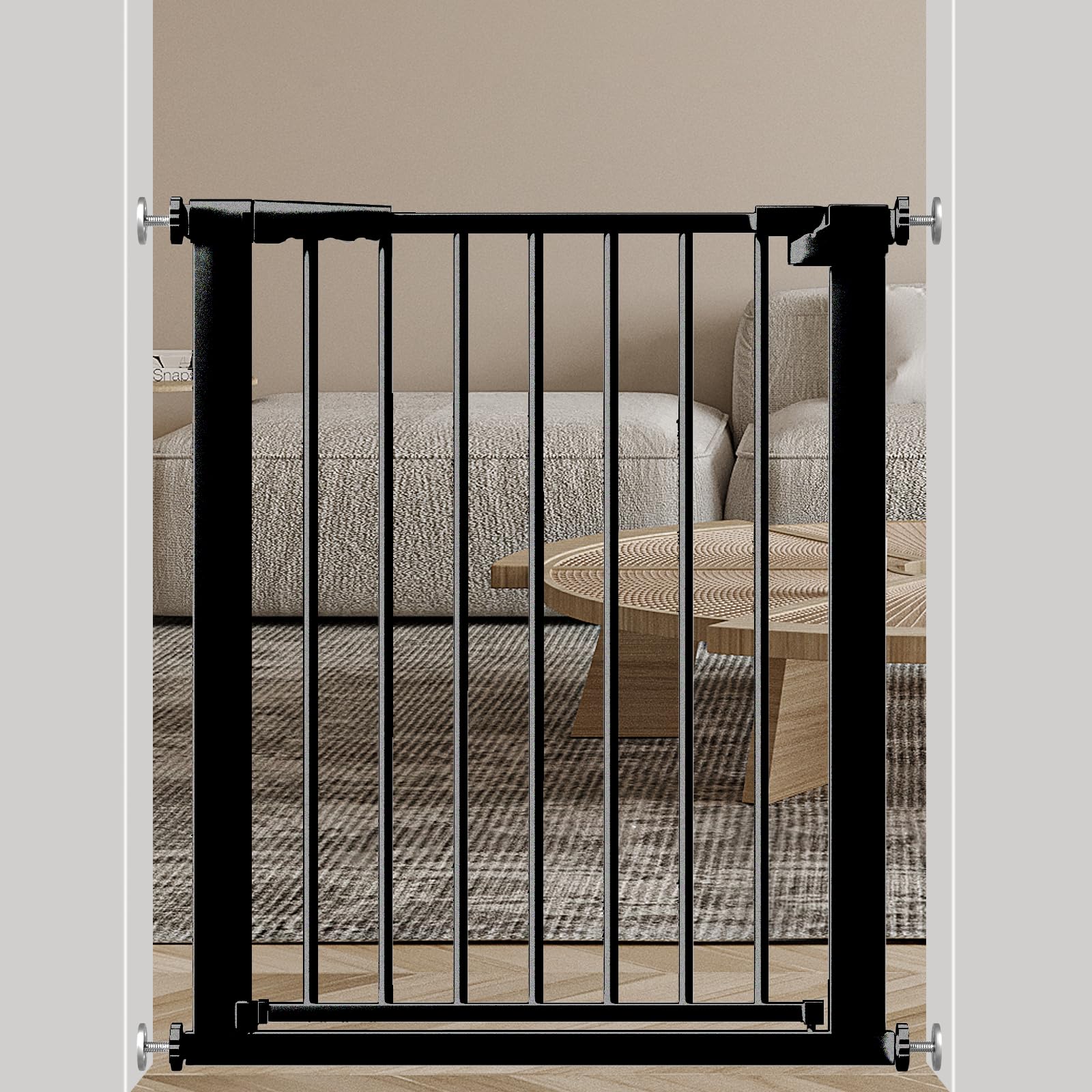 【送料無料】Seogva ベビーゲート 高さ78cm ベビーゲート 突っ張り式 バリアフリーベビーゲート ペットゲート スチールゲート ドア付き 間仕分けゲート 色：ブラック、サイズ：69-76cm