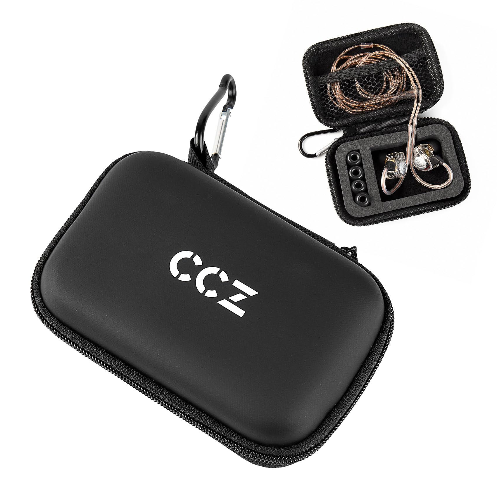 【送料無料】【Yinyoo CCZ ZC02】 イヤホンケース イヤホンポーチ イヤホン ポーチ ケース 小物収納ケース EVA素材/高反発/衝撃吸収構造/防水防塵/軽くて持ちやすい、 広範な収納適応性、日常生活および外出用多機能キャリー ブラック ケース 色：ZC02