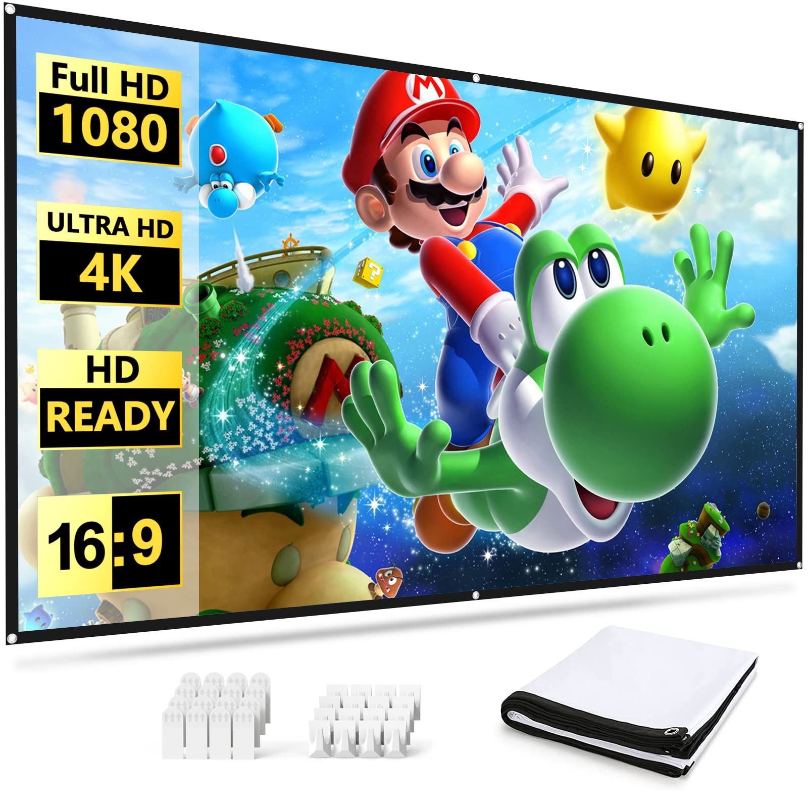 【送料無料】FUDONI プロジェクタースクリーン 4K対応 折りたたみスクリーン 映画スクリーン  ...