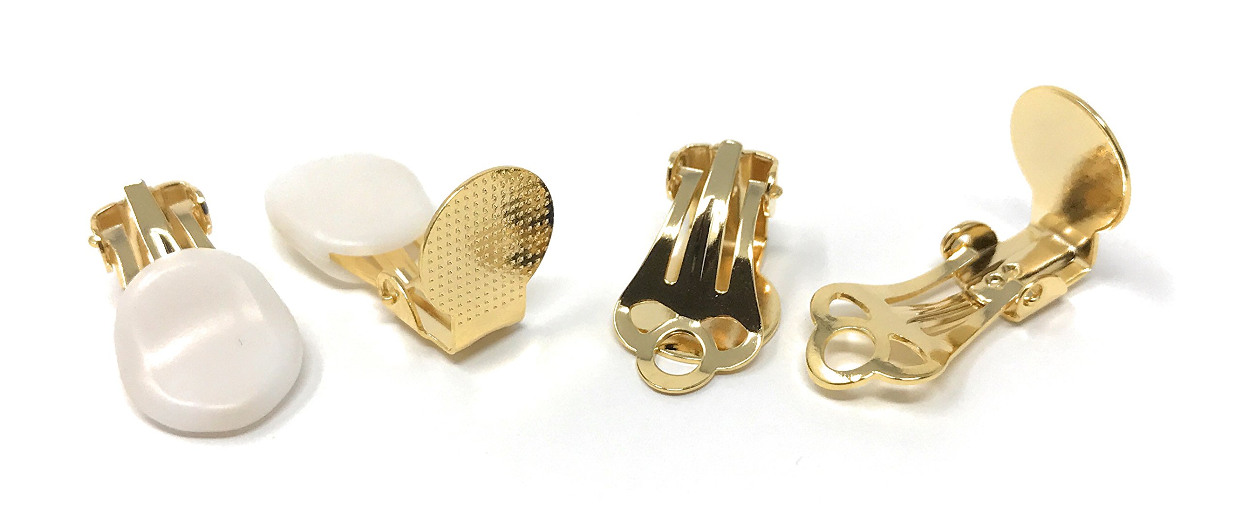 【送料無料】【ハンドメイド部】真鍮製 蝶バネイヤリング【白ゴム】20個入り 色：ライトゴールド20個入り