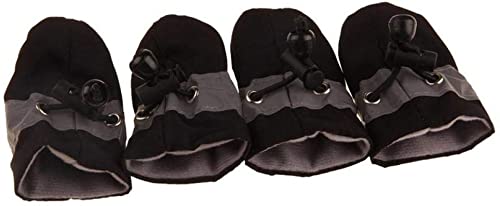 【送料無料】SATiNU 犬 猫 ペット 用 靴 シューズ 犬靴 ドッグブーツ ドッグシューズ 保護シューズ 滑り止め 通気性 お散歩 お出かけ 室内 肉球保護 足保護 4個セット 小型犬 中型犬 大型犬 色：A4ブラック、サイズ：XS