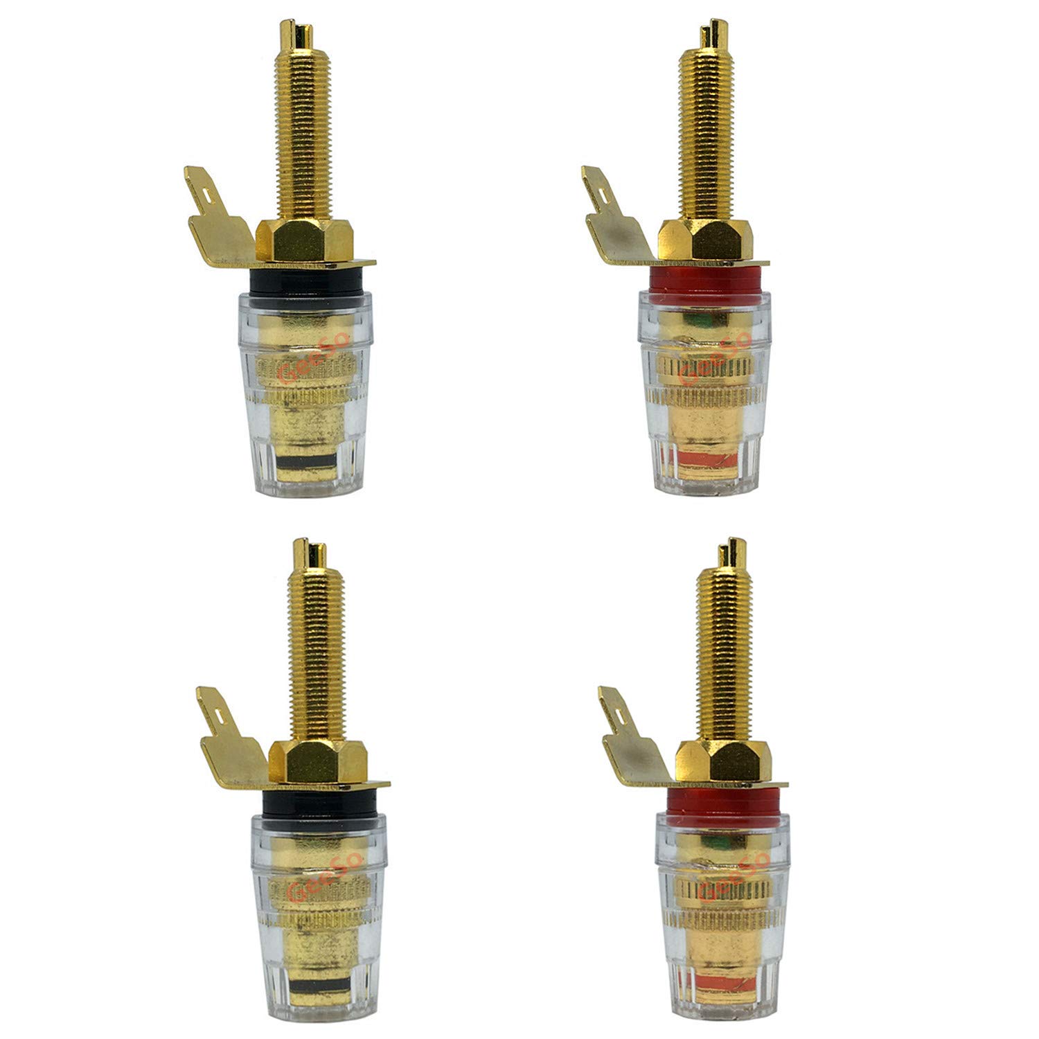 【送料無料】GeeSo 64mm 高性能スピーカー ターミナル真鍮金メッキ端子[2ペア]サポートバナナプラグ