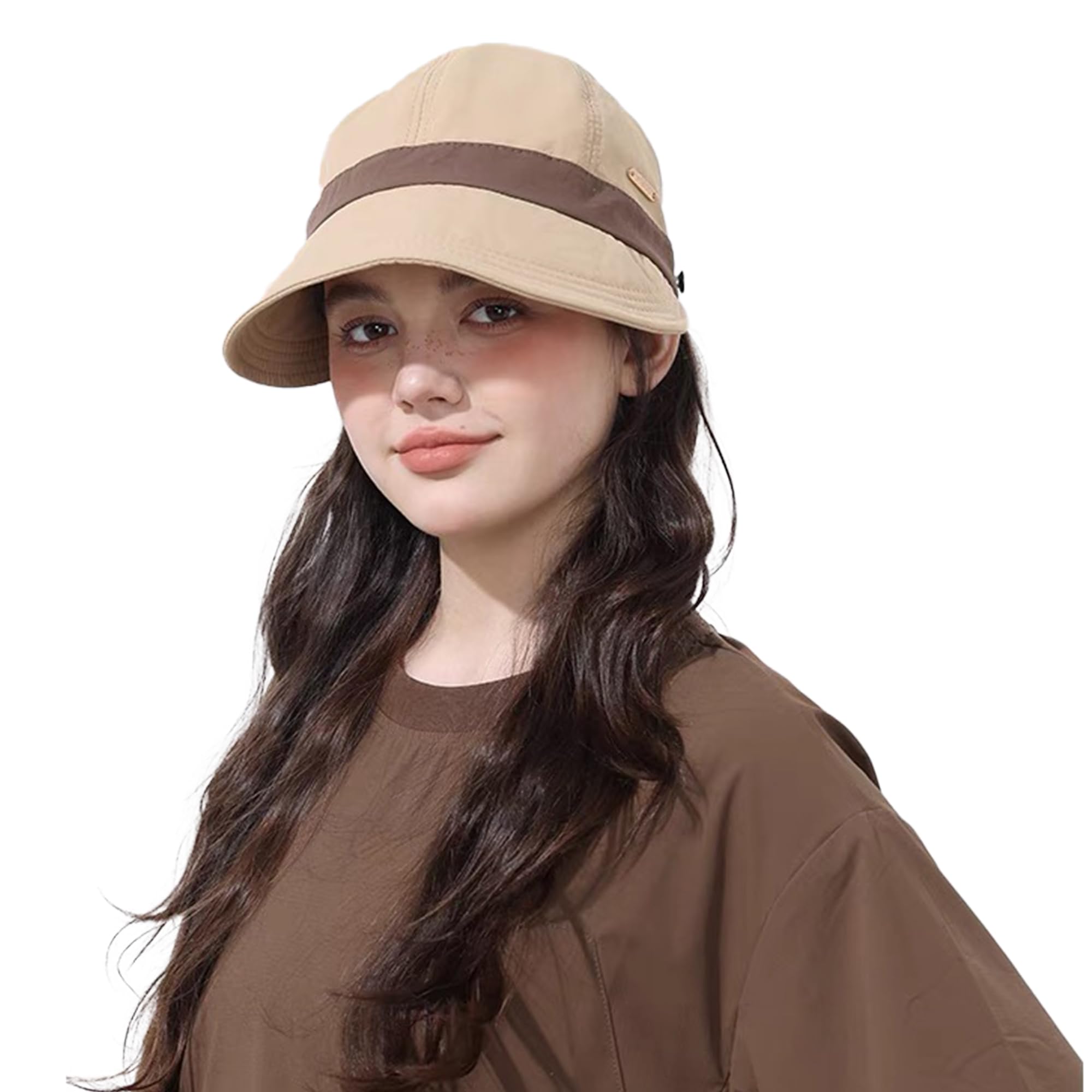 【送料無料】[YiyiLai] 大きいサイズ キャップ 深め レディース 馬術 帽子 シンプル 通気 速乾 つば広 ハット マスク掛けられる 色：カーキ、サイズ：Free Size