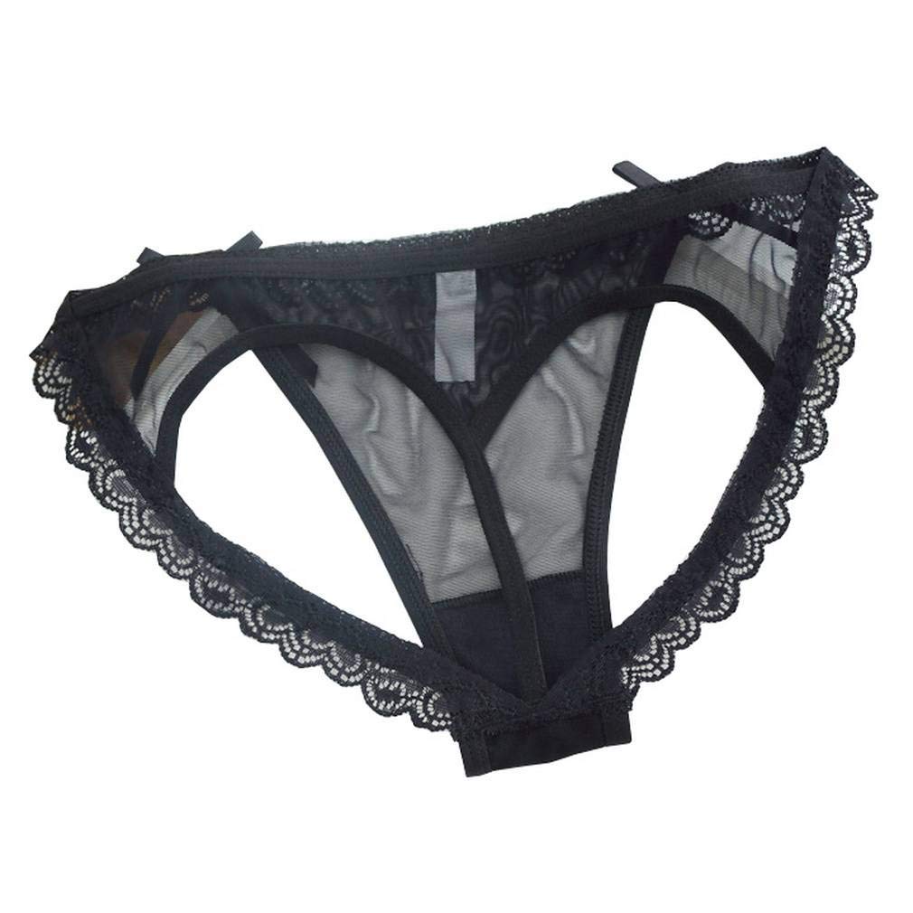 【送料無料】[Jixin4you] 蝶結び 純色 レース 透け セクシー 三角パンツ 見せパン ハート型 ショーツ ファッション 女性用下着 パンティ 快適 色：ブラック、サイズ：Free Size