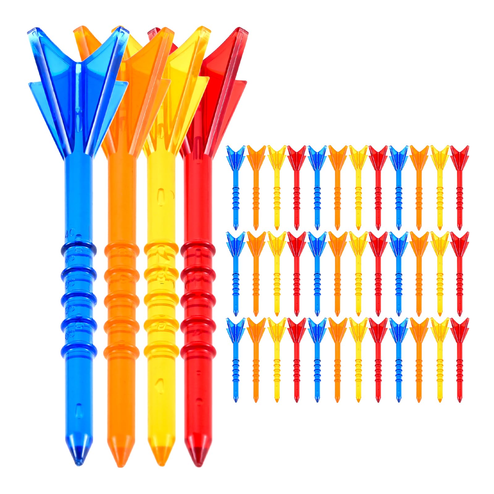 【送料無料】MUXSAM ゴルフティー 40本入り ロングゴルフティー 目盛り付き 83mm 高さ調節可能 プロゴルフティー 乗せやすい プラスチック 折れにくい ゴルフ用品 [並行輸入品] 色：ランダムカラー、サイズ：83mm(3-1/4インチ)