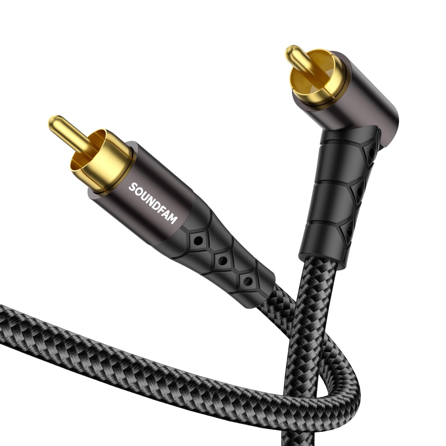 【送料無料】SOUNDFAM 90度 RCAケーブル サブウーファー用ケーブル 直角 デジタル同軸RCAケーブル オス..