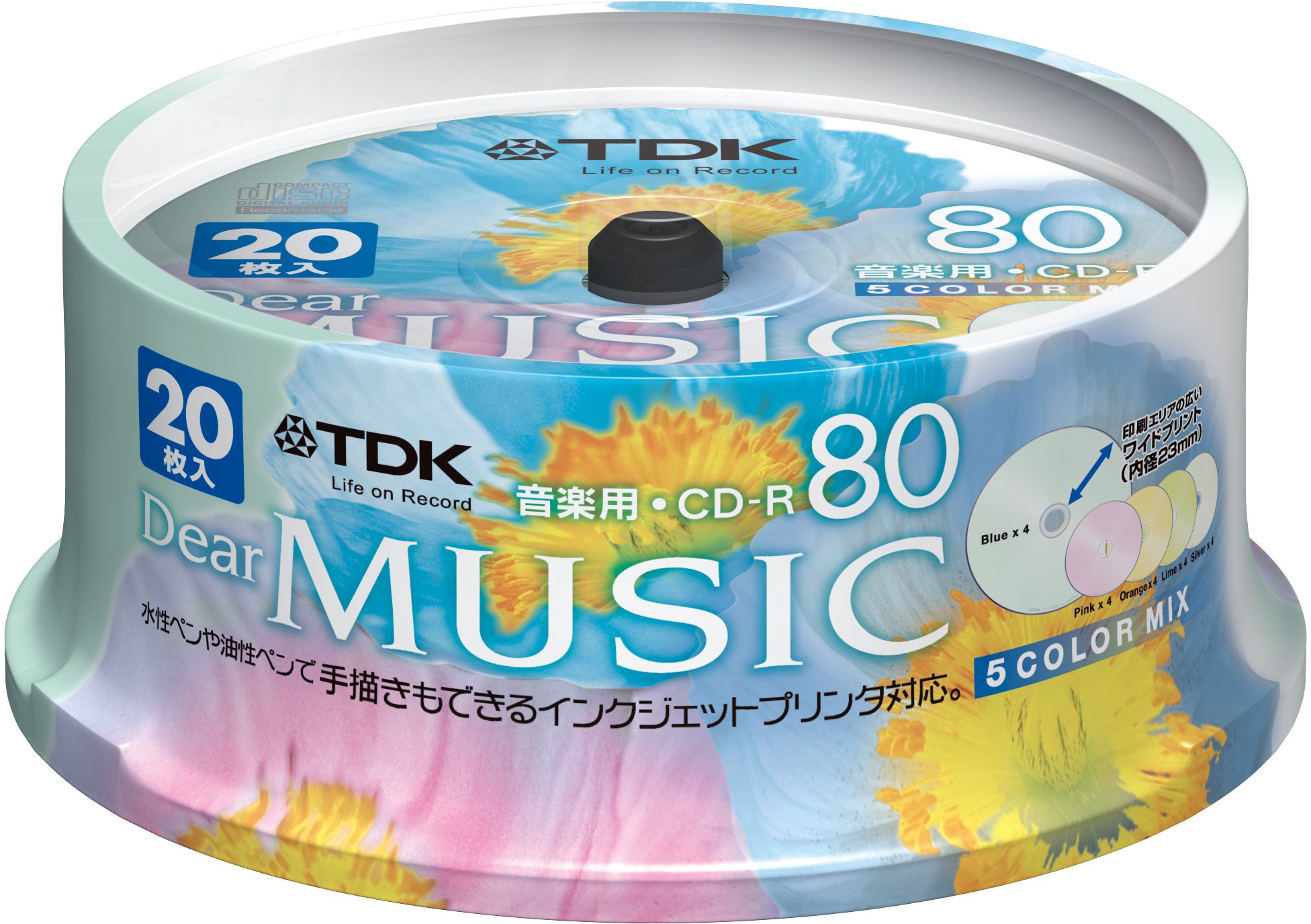 ̵TDK CD-R 80ʬ 󥯥åȥץб(5顼ߥå磻ɰ) 20祹ԥɥ CD-RDE80CPMX20PS