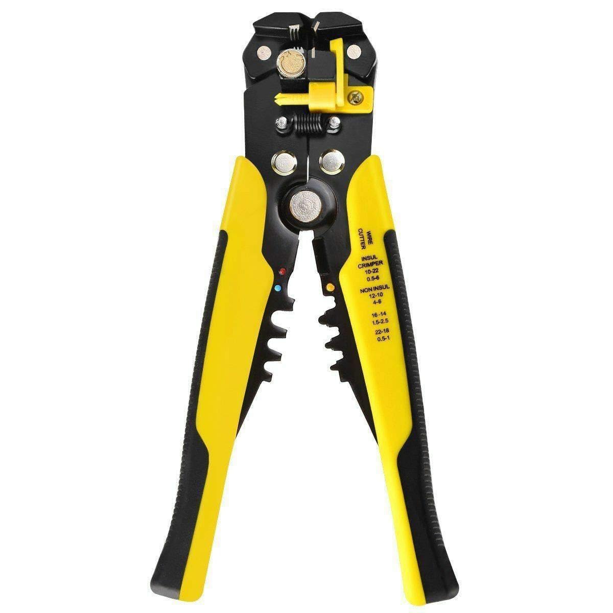 【送料無料】HYCDIYTS ワイヤーストリッパー 電工ペンチ 3in1 ワイヤーカット・ストリップ・簡易圧着機能付 ケーブルストリッパー 自動調節 ワイヤーカット 簡易圧着 電工ペンチ 10-22 AWG (0.5~6.0mm) 色：イエロー