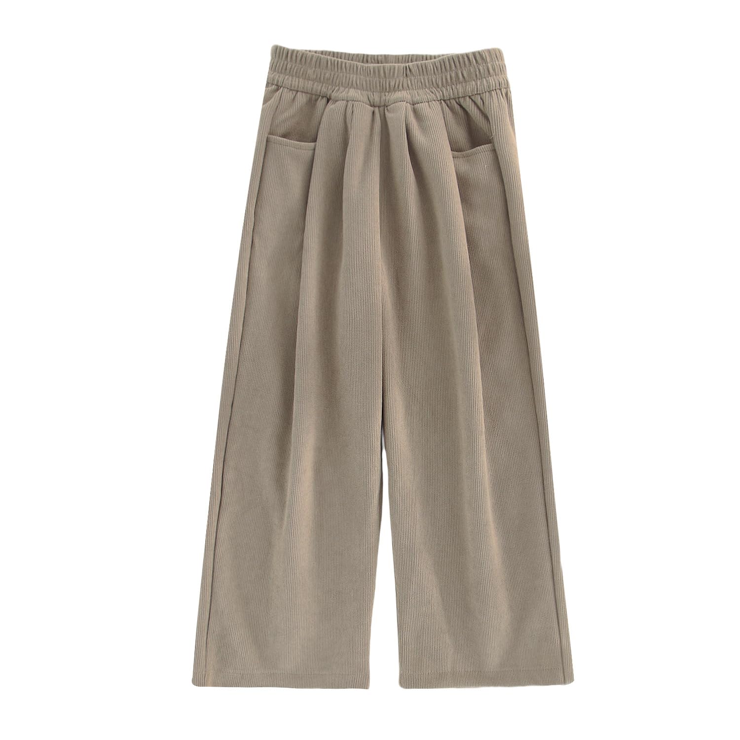 【送料無料】[Enfants Chris] ワイドパンツ ガウチョパンツ 女の子 ロングパンツ 長ズボン 女の子 着痩せ ゆったり 春秋冬 美脚 ボトムス 脚長 高見え リラックスパンツ 無地 カジュアル セミフォーマル 110-160 色：コーヒー、サイズ：150