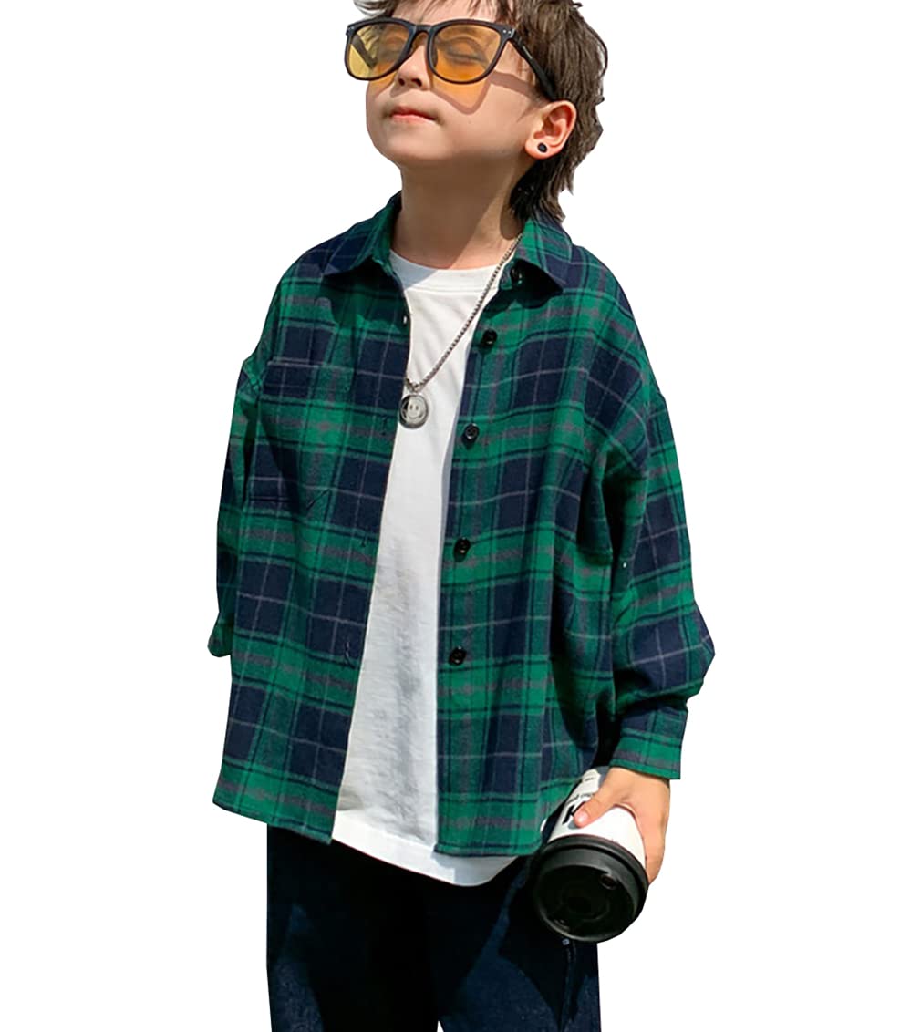 【送料無料】[G-UYO] 男の子 ボタンシャツ 子供服 長袖 チェックシャツ キッズ ワイシャツ可 ...