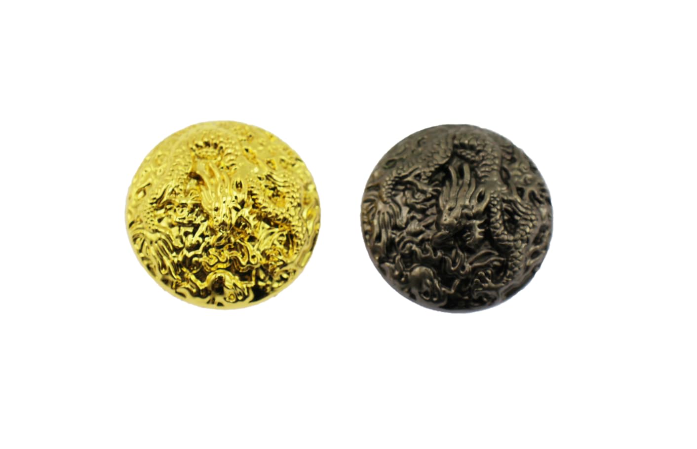 【送料無料】speed mao かっこいい アンティーク 龍 ドラゴン ネジ式 ボタン コンチョ 35mm 2色 セット 色：ゴールド/アンティークブラック、サイズ：35mm