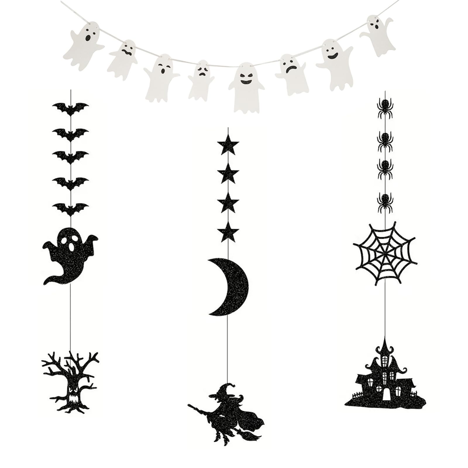 【送料無料】YANYULI ハロウィン 飾り 吊り旗 ペーパー オーナメント セット ガーランド 吊り下げ 魔女 おばけ 幽霊 クモ クモの巣 玄関 室内 部屋 お化け屋敷 壁飾り 装飾品 店舗 パーティー用 雰囲気作り