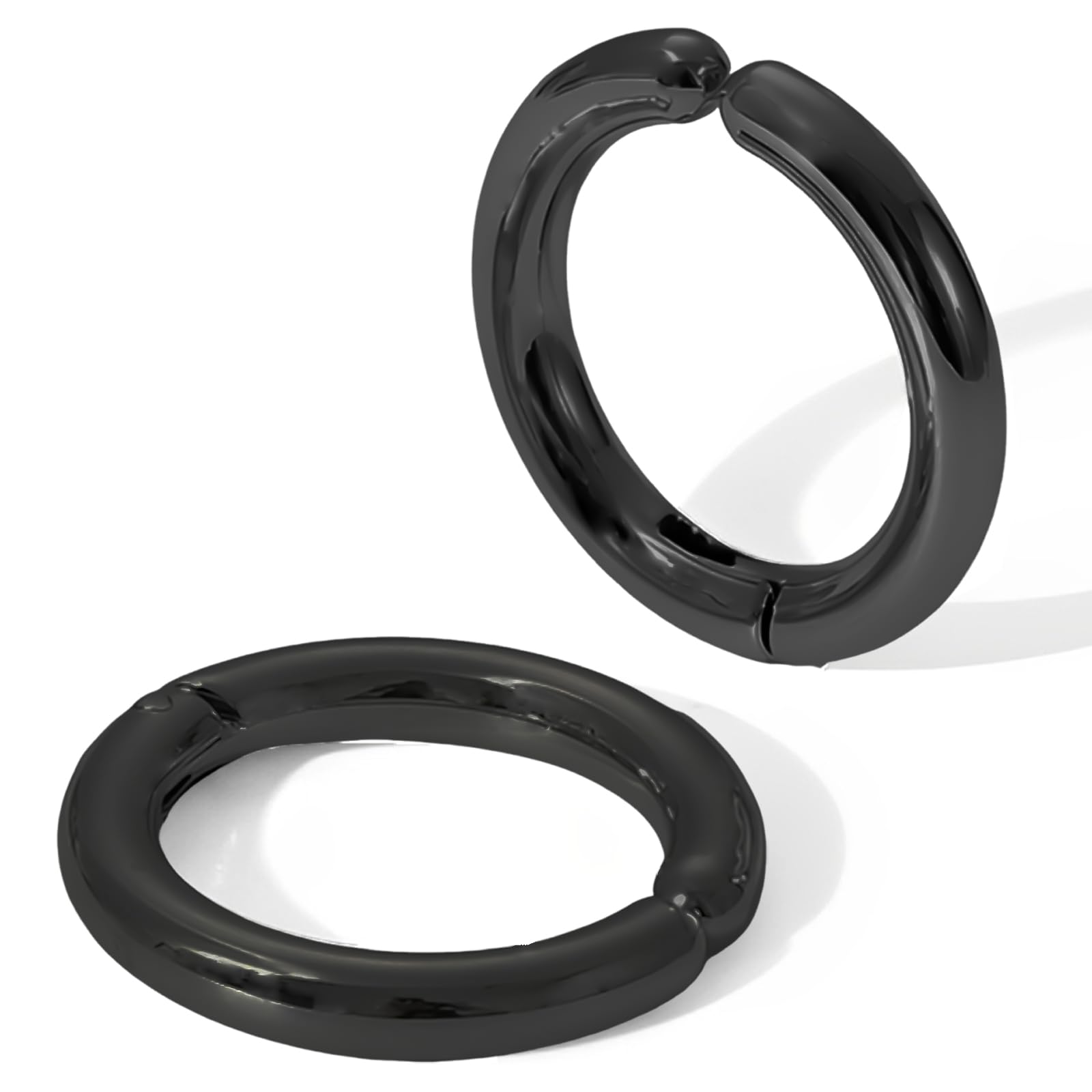 【送料無料】[swars] イヤリング メンズ フェイクピアス ノンホールピアス イヤーカフ 両耳用 ステンレス 色：ブラック、サイズ：16mm