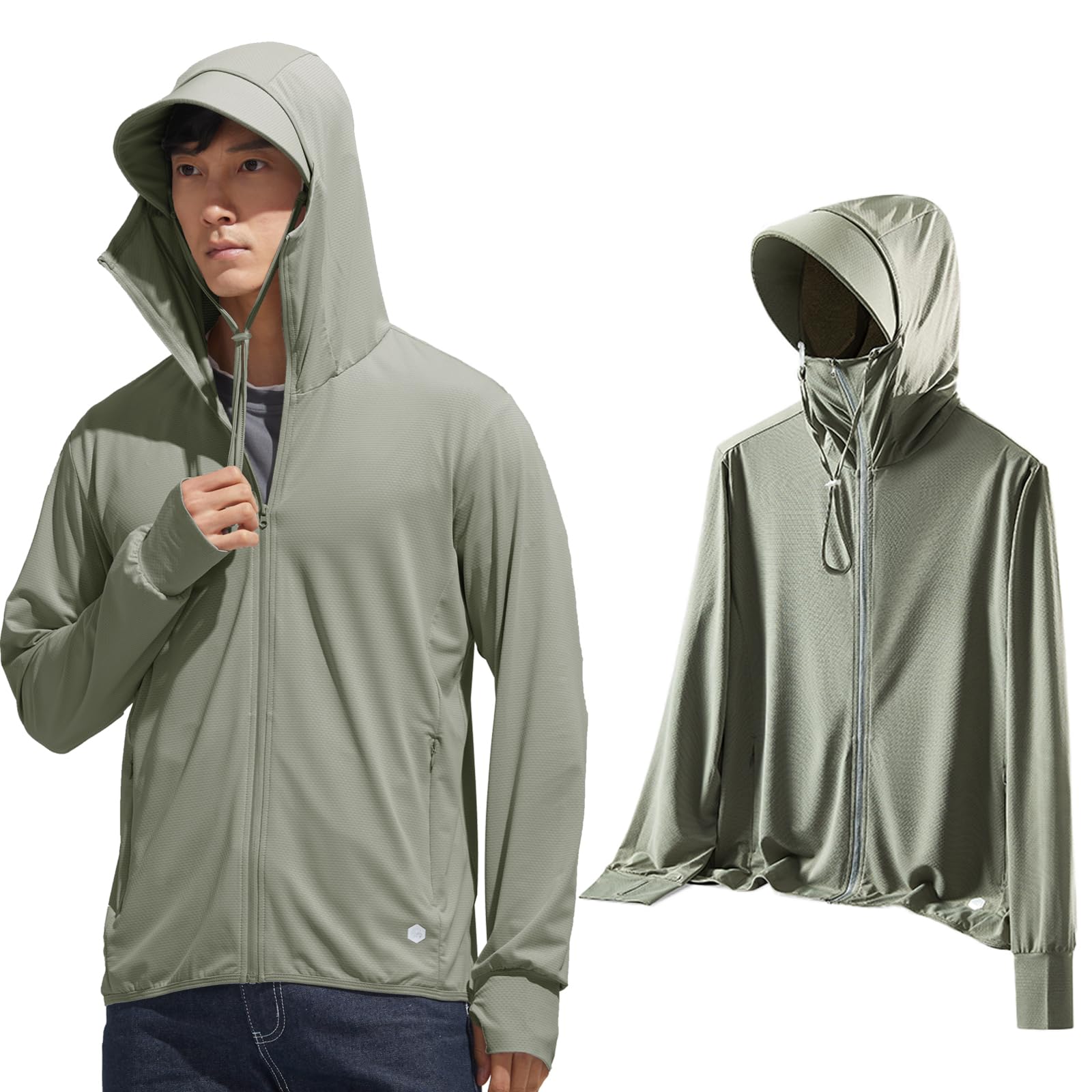 【送料無料】[KANGNAN] ラッシュガード メンズ 【UVカット＆UPF50+】薄手 長袖 パーカー 軽量 涼しい ..