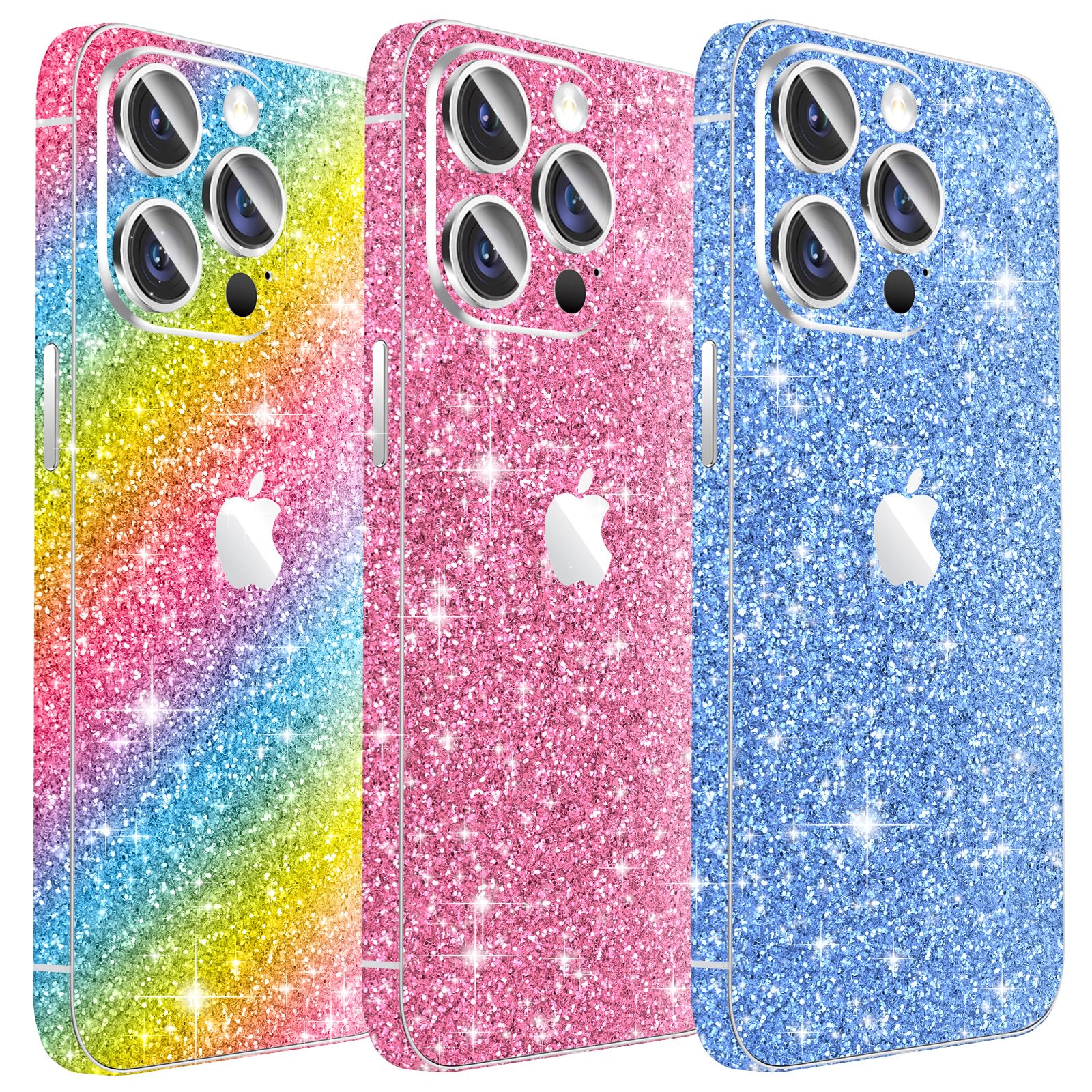 【送料無料】3切れiPhone用スパークリングスキンプロテクター、LucBuyキラキラ光る光沢/ファイバー/ストーングレインフルカバーエッジステッカー、iPho...
