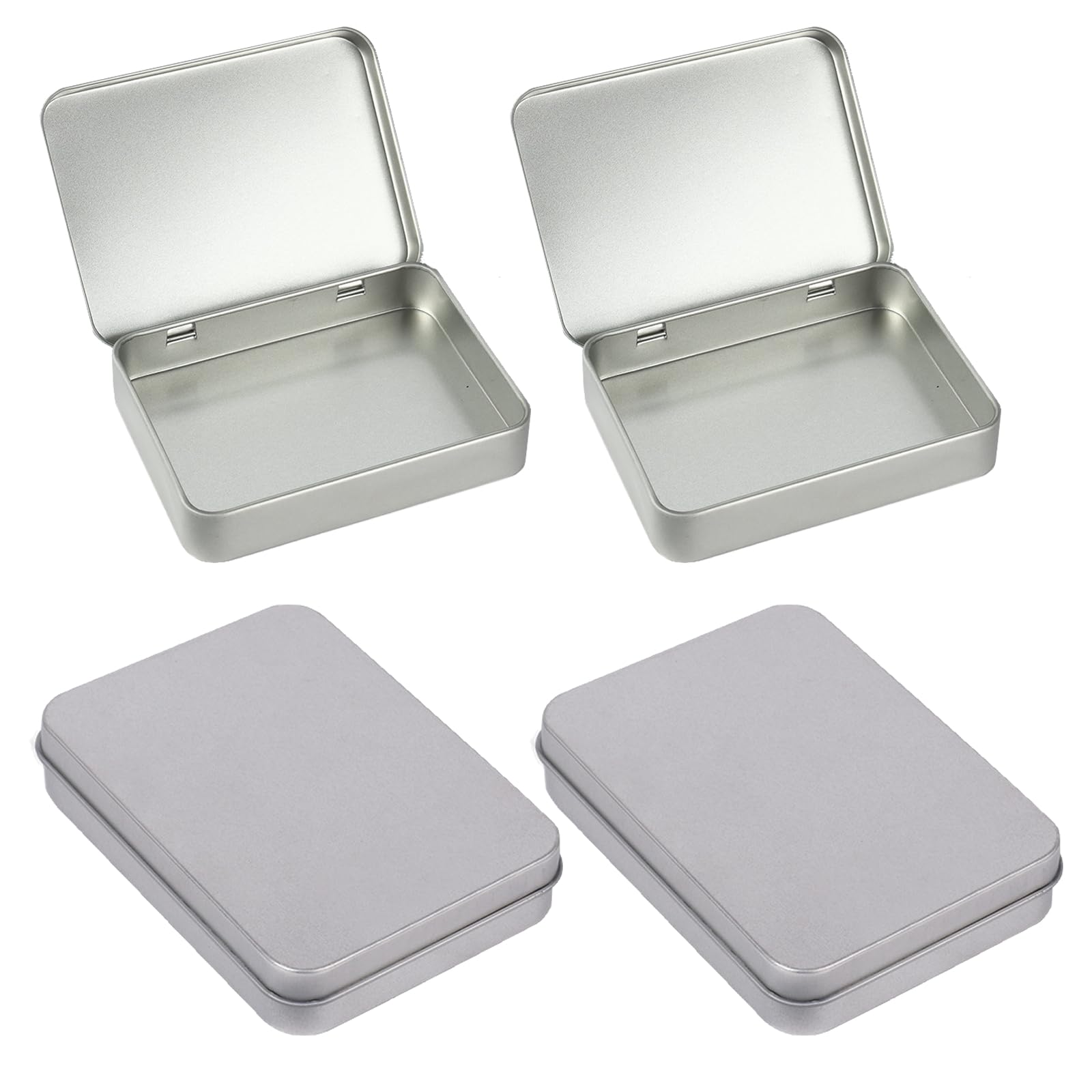 【送料無料】TOMMYFIELD 小物入れ 蓋付き 缶ケース ミニボックス 長方形 透明窓 タブレット カード [並行輸入品] 色：シルバー、サイズ：Aタイプ