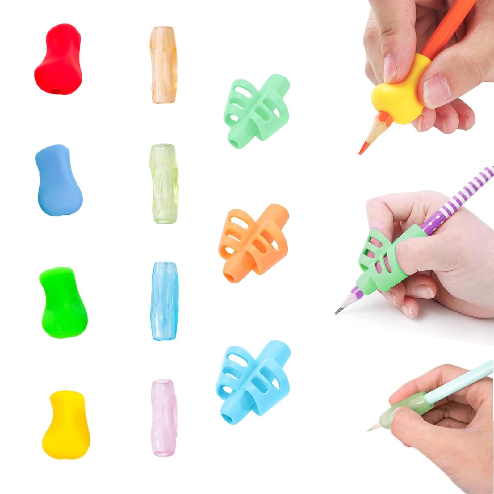 【送料無料】YIBOOOM 鉛筆 持ち方 矯正もちかた グリップ 3段階で 姿勢矯正の 手書き鉛筆グリップ 持ち方 筆記補助 左右手共通 修正用 11個セット